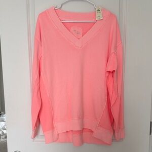 Aerie Pink V-Neck Sweatshirt